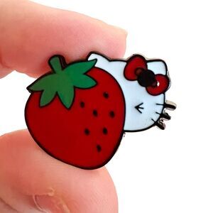 Strawberry Kitty Enamel Pin